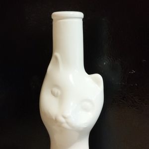 Collectible MCM cat bottle vase. White